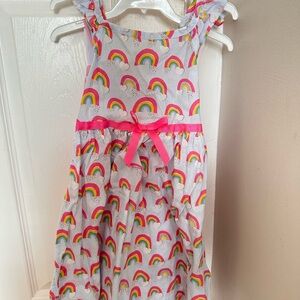 Rainbow Unicorn Dress with Pink Bow